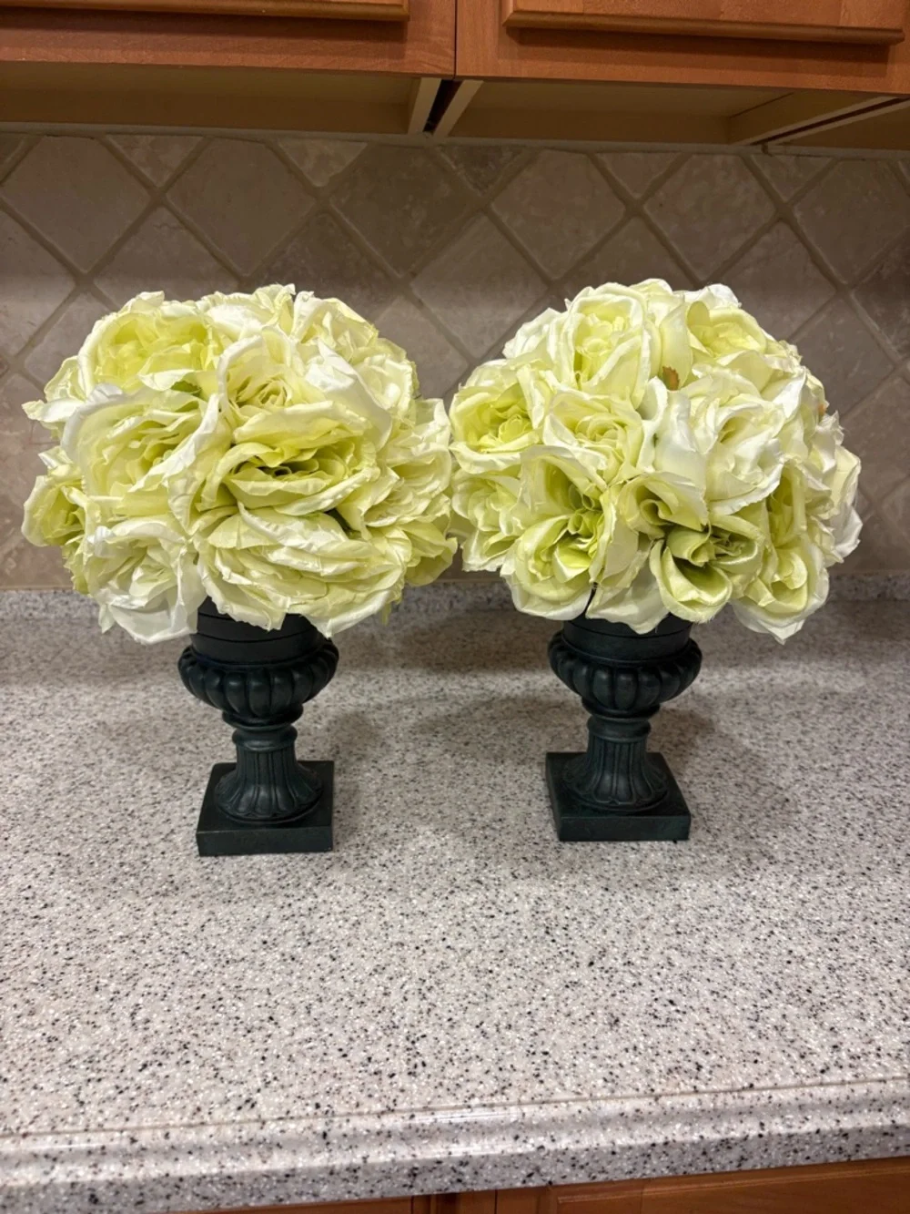 Lot Of 2 Pedestal Floral Arrangement